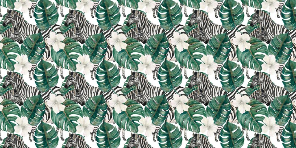 Zebra's tussen de palmbladeren
