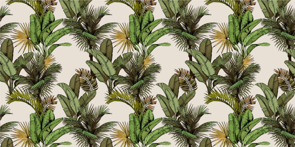 Tropische palm- en bananenbladeren