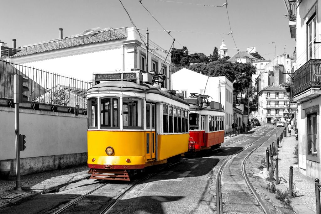 Gele en rode tram