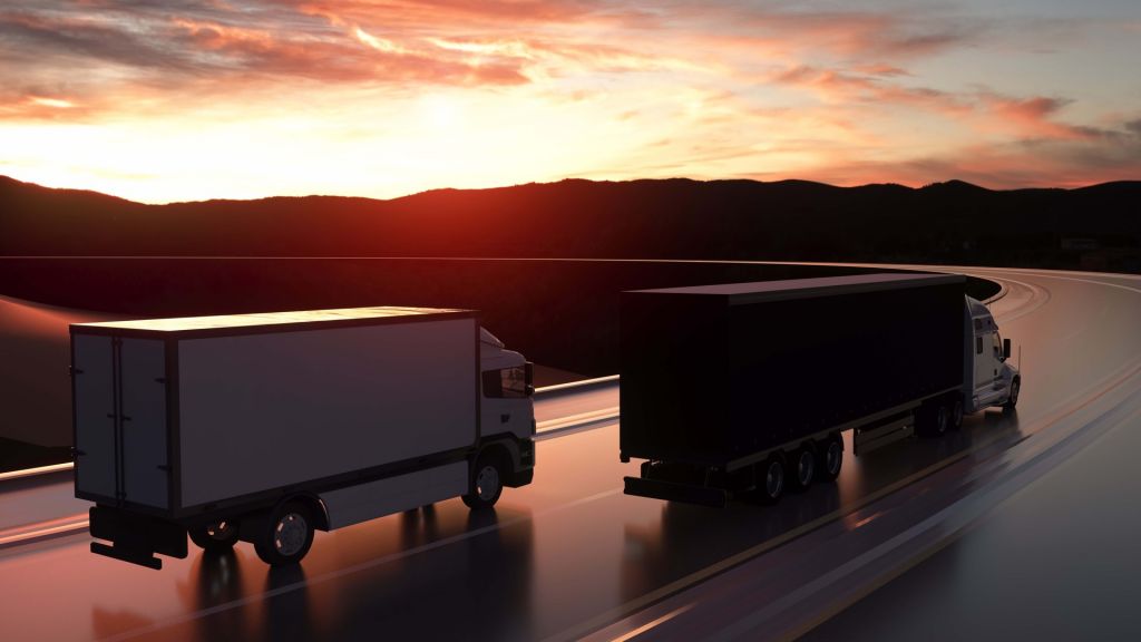 Twee trucks op de weg