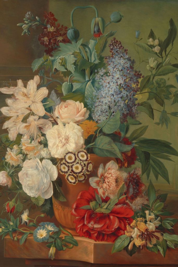 Bloemen in een terracotta vaas