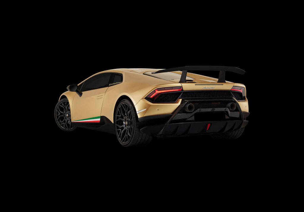 Lamborghini Huracán - Linker achterkant, zwart