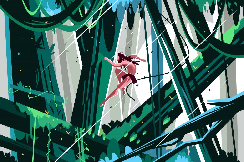 Wilde man in de jungle