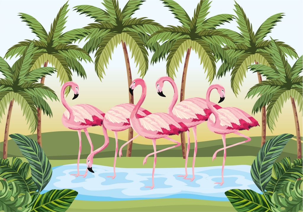 Getekende flamingo's
