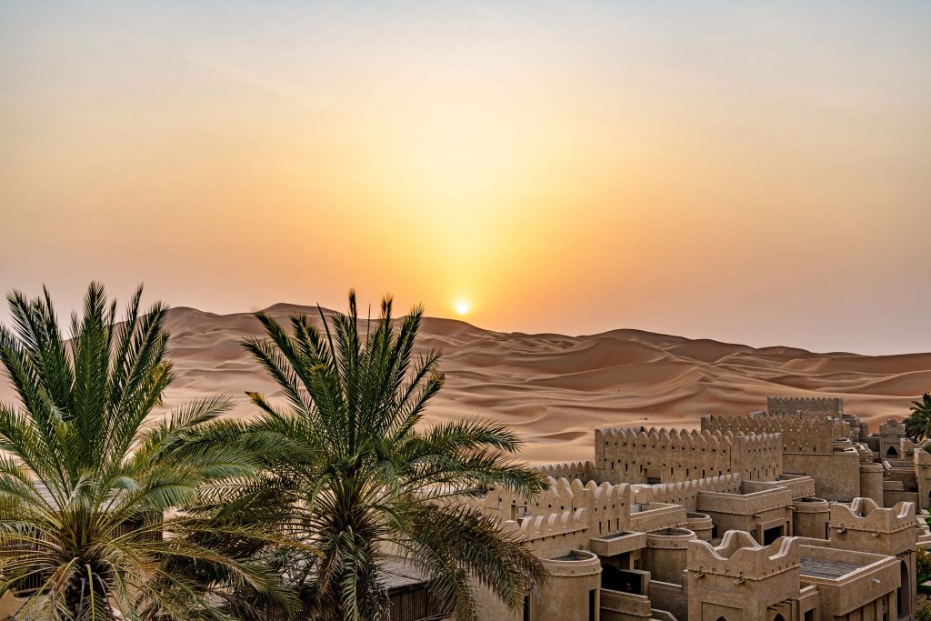 Abu Dhabi bij zonsondergang
