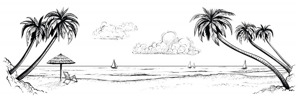 Strand in zwart-wit