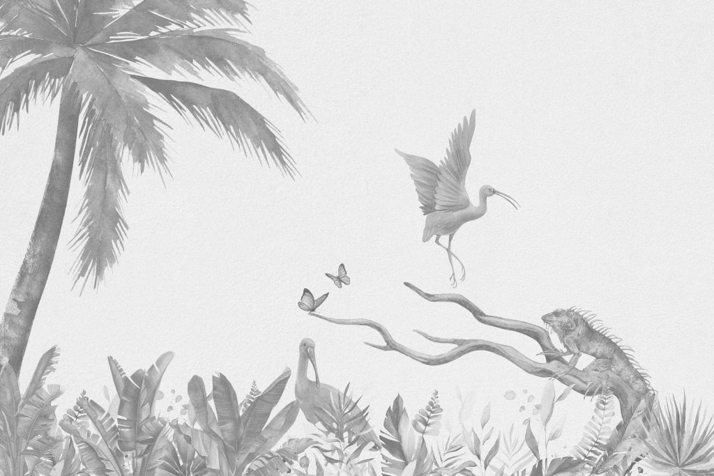 Tak met jungle dieren in grijstinten