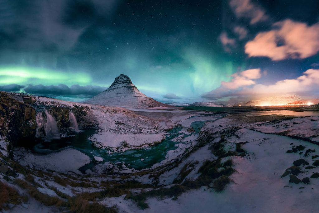 Kirkjufell met noorderlicht