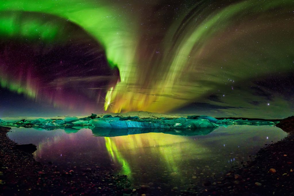 Noorderlicht in Jökulsárlón