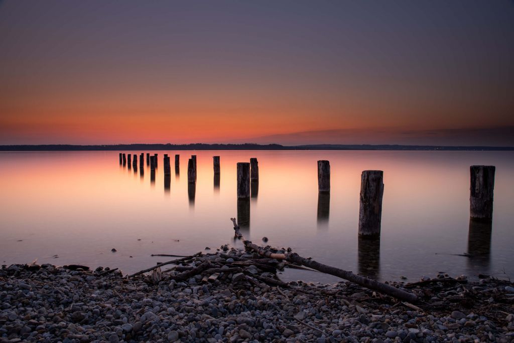 Roze rustige strand