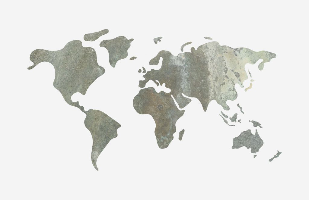 Groen wereldkaart van metaal structuur