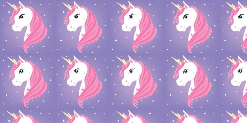 Witte unicorn met roze manen