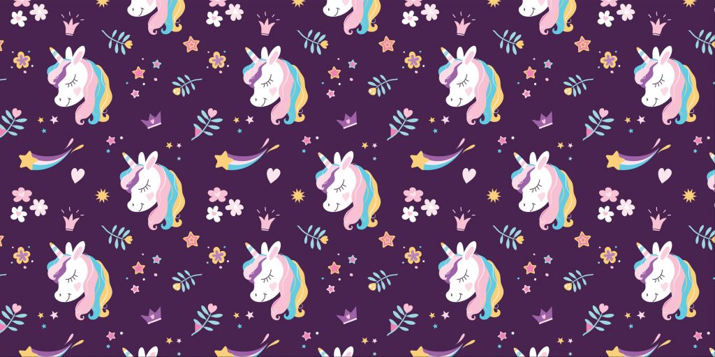 Unicorn met kleurrijke manen