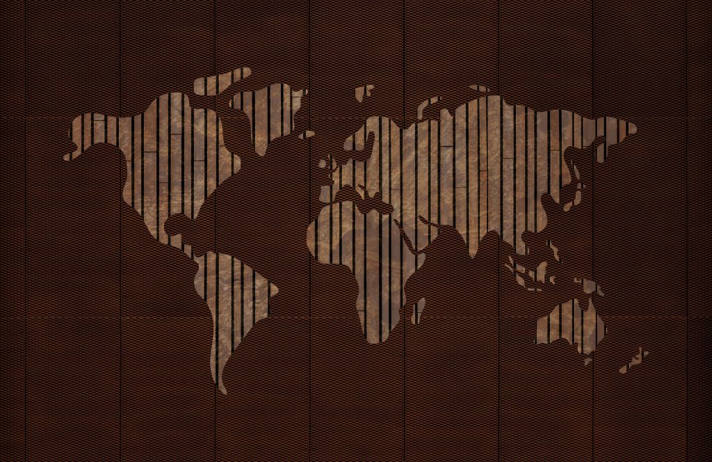 Wereldkaart met hout structuur