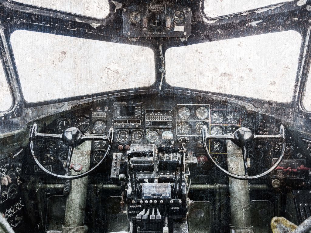 Vintage vliegtuig cockpit