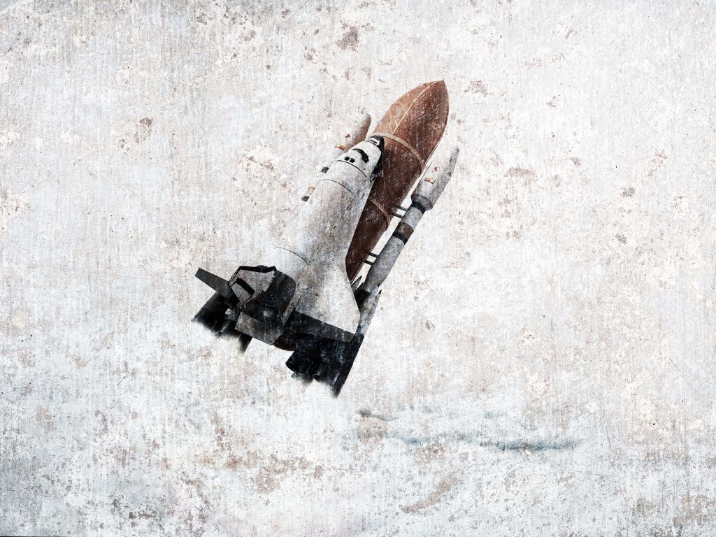 Spaceshuttle op beton