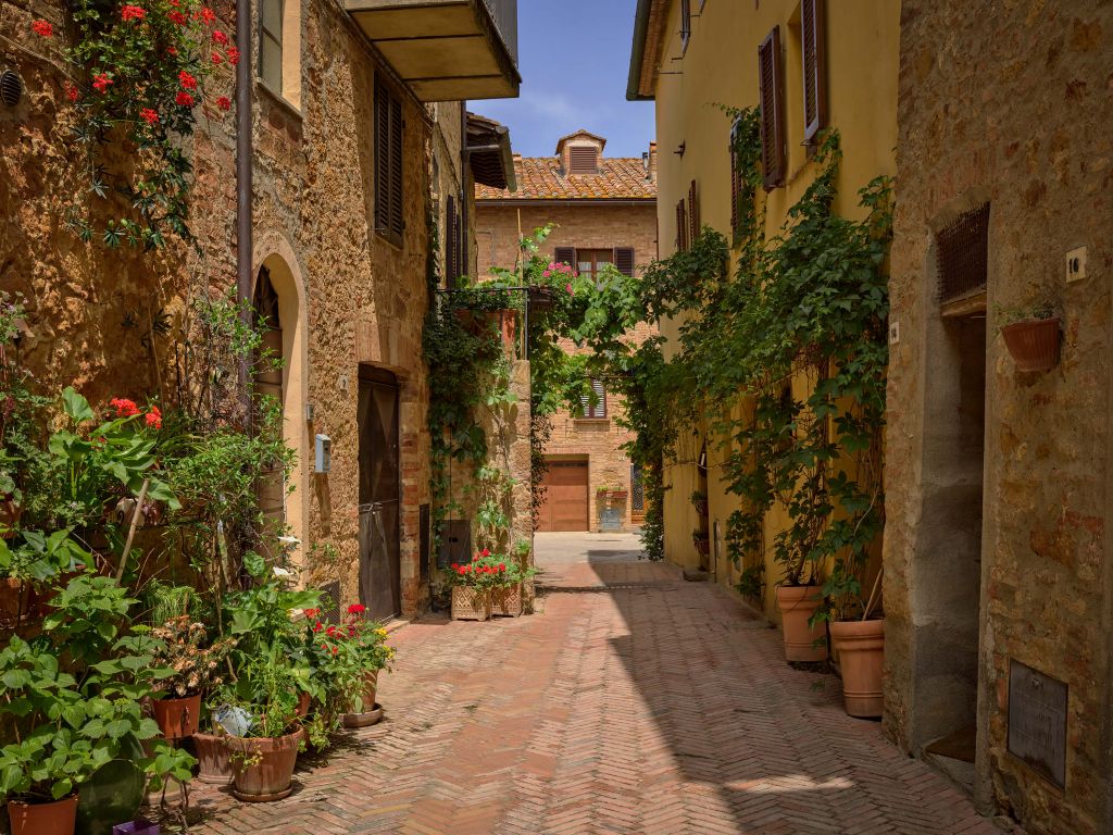 Italiaans straatje met planten