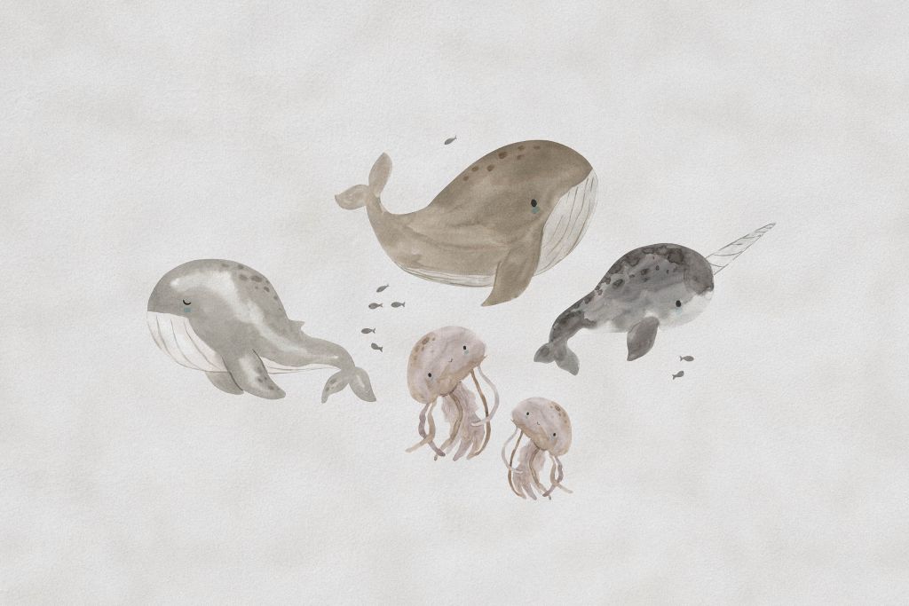Walvissen in de zee taupe