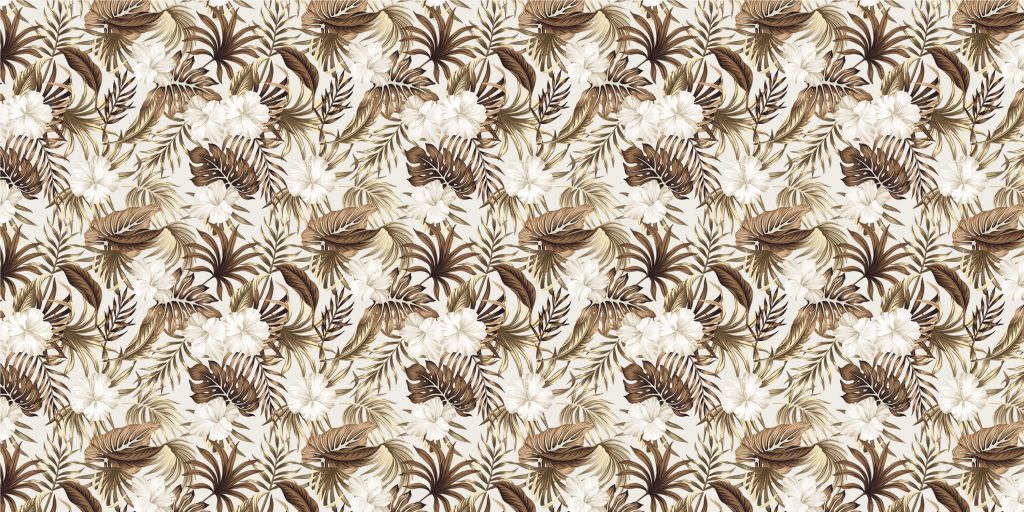 Tropische bloemen, beige