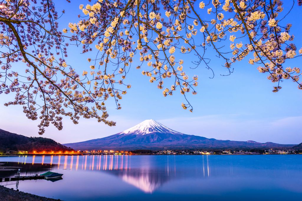 De Fuji berg aan het water