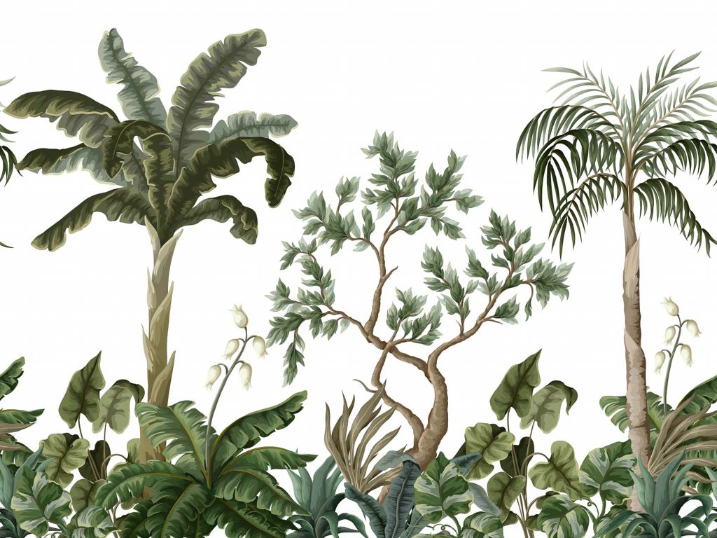Jungle landschap met palmbomen