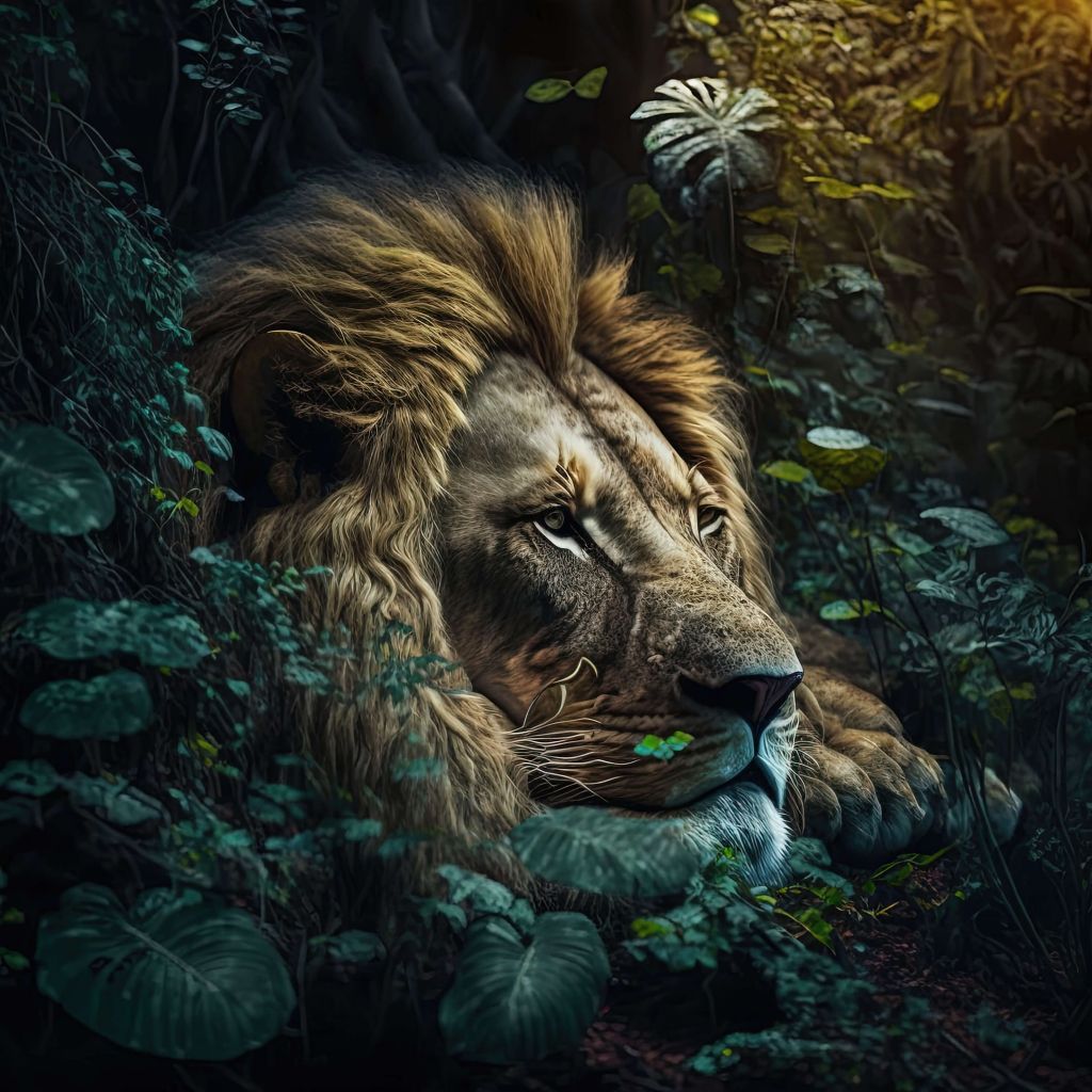 Koning leeuw in de jungle