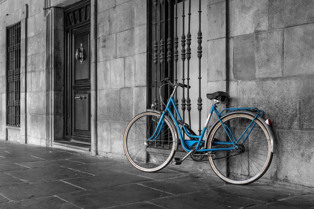 Oude blauwe fiets