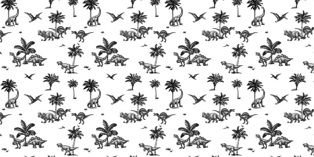 Dino patroon in zwart-wit