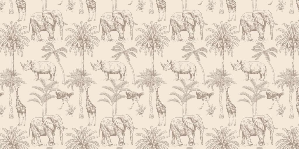 Jungle dieren beige