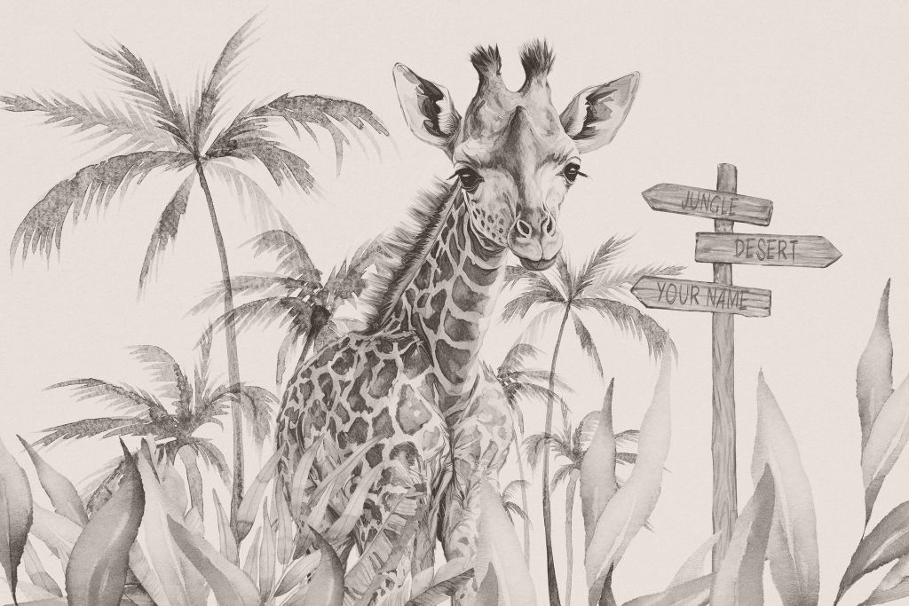 Baby giraffe in de jungle beige