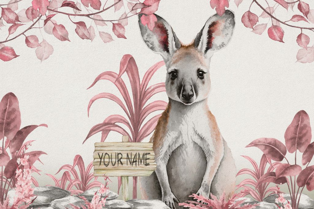 Jonge kangeroe in de jungle roze