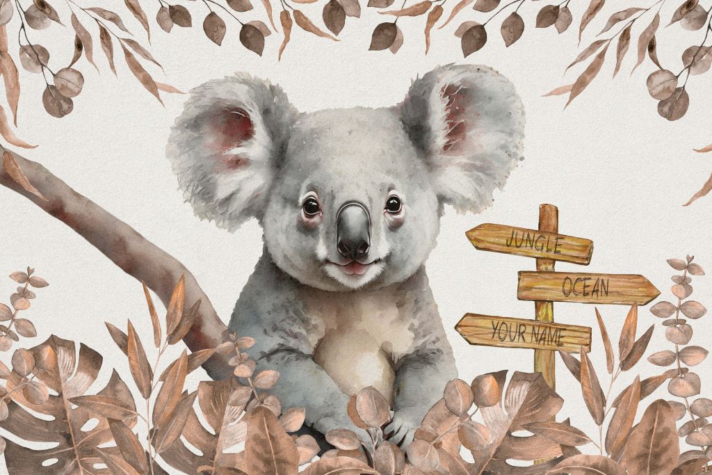 Baby koala in de jungle taupe