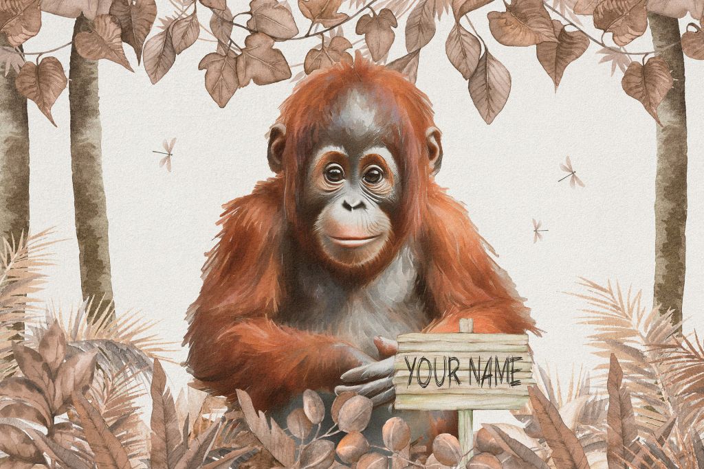 Jonge orang-oetan in de jungle taupe