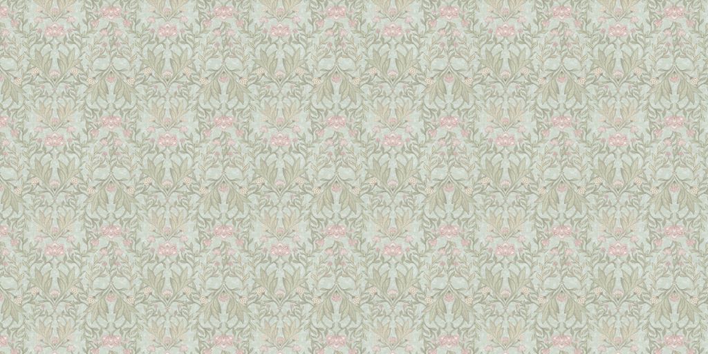 Morris bloemen damask - mint groen