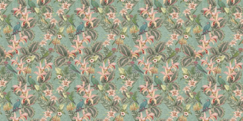 Tropische Jungle vogels & papegaaien - mint groen