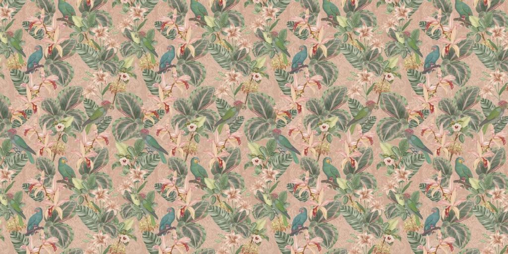 Tropische Jungle vogels & papegaaien - terracotta
