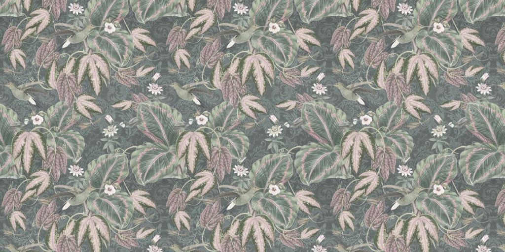 Tropical Birds of Paradise - vintage green