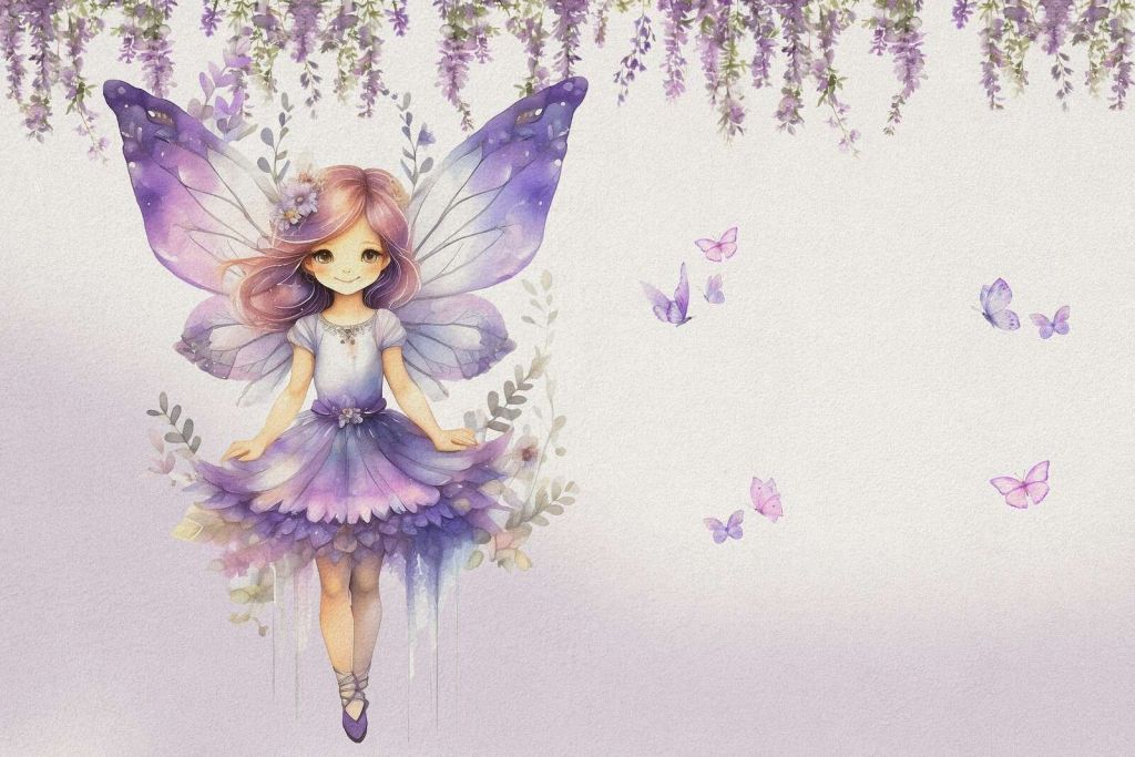 Paarse vlinderelf in bloementuin