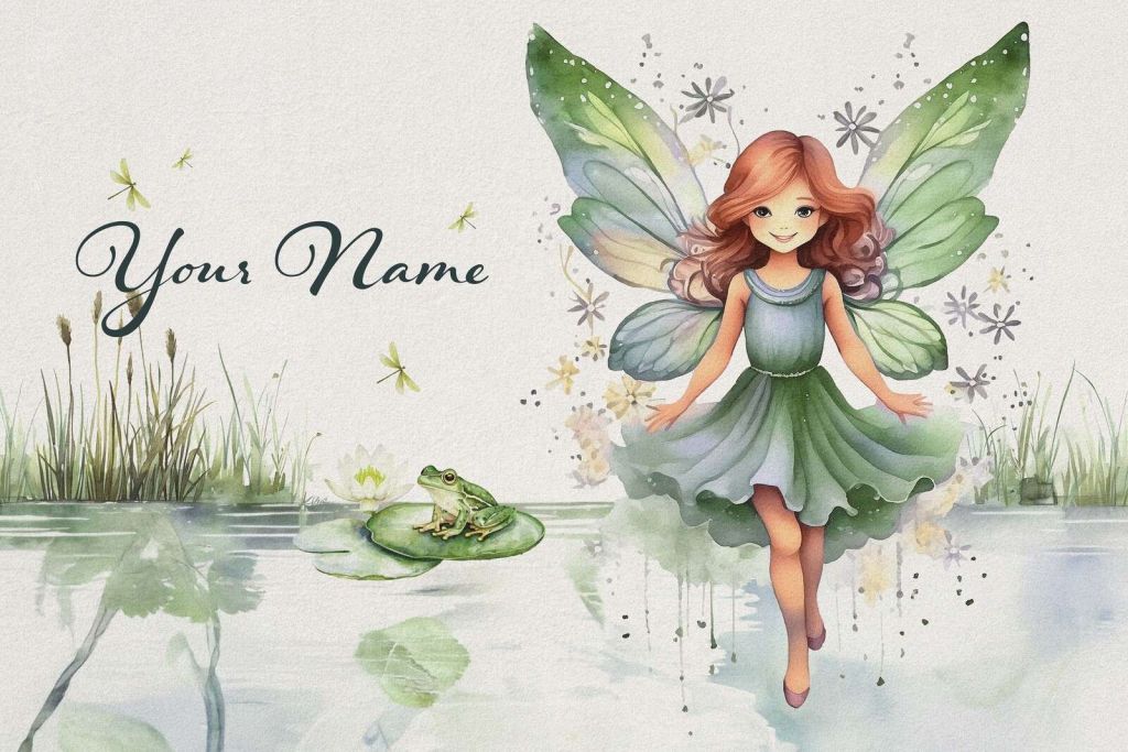 Vijverelfje met kikker en libellen