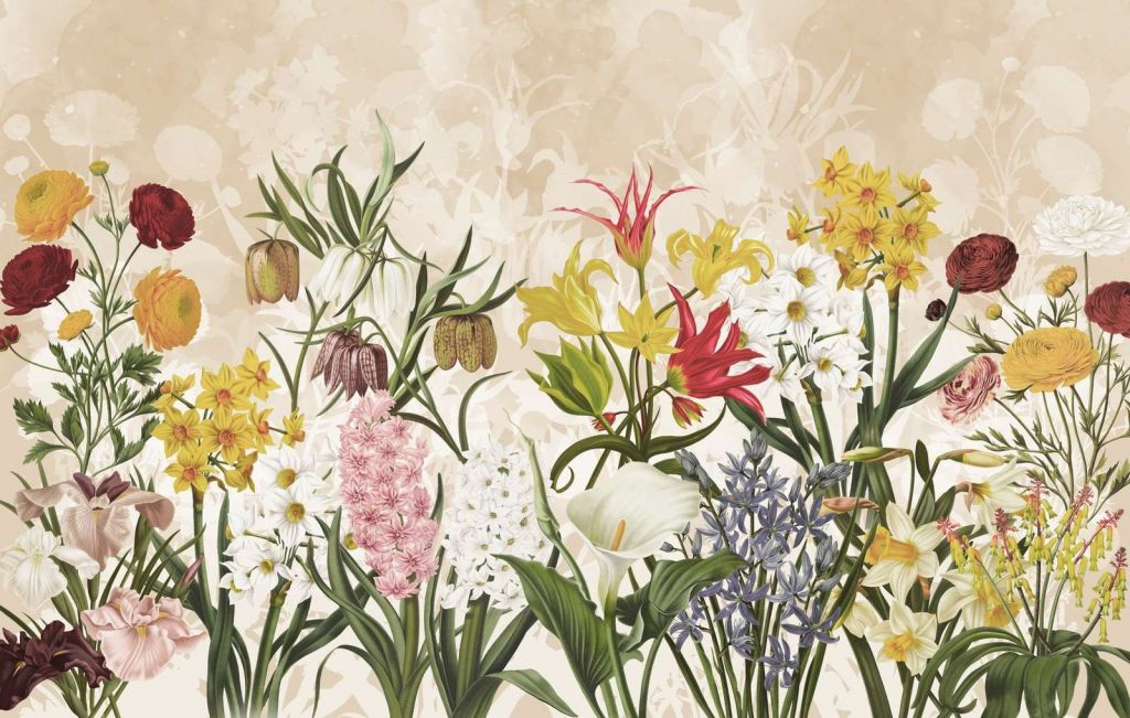 Spring Flowers - Warm Honey Beige