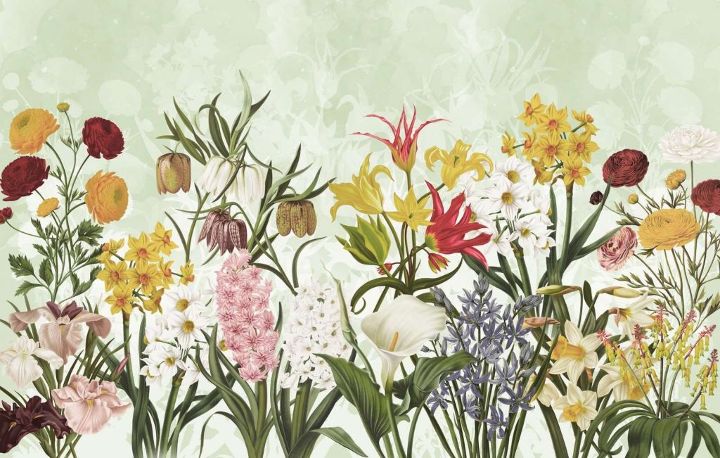 Spring Flowers - Fresh Mint Green