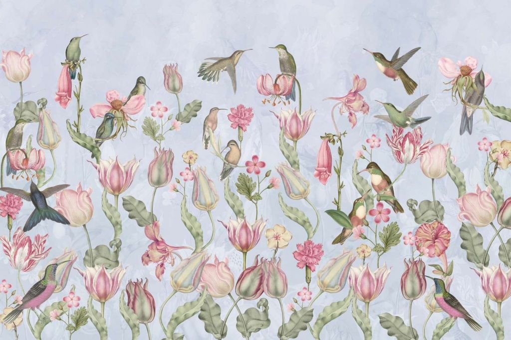 Spring Hummingbird Symphony - Pastel Blue Serenade
