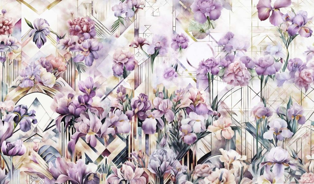 Huge Watercolor Irises Purple