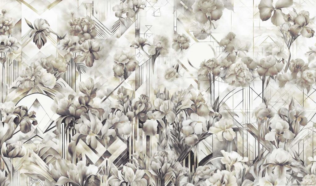 Huge Watercolor Irises Green