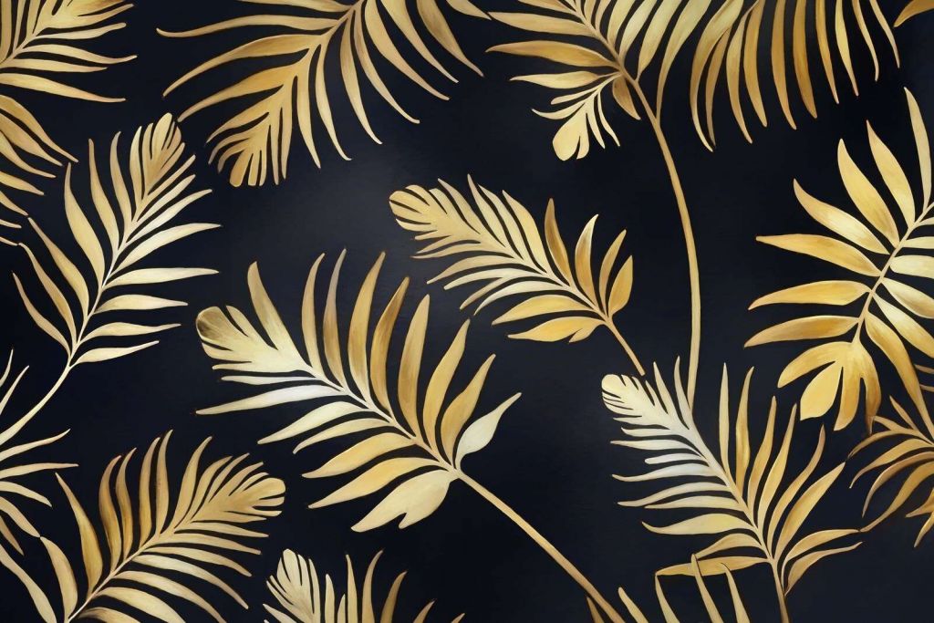 Golden leaves on gold