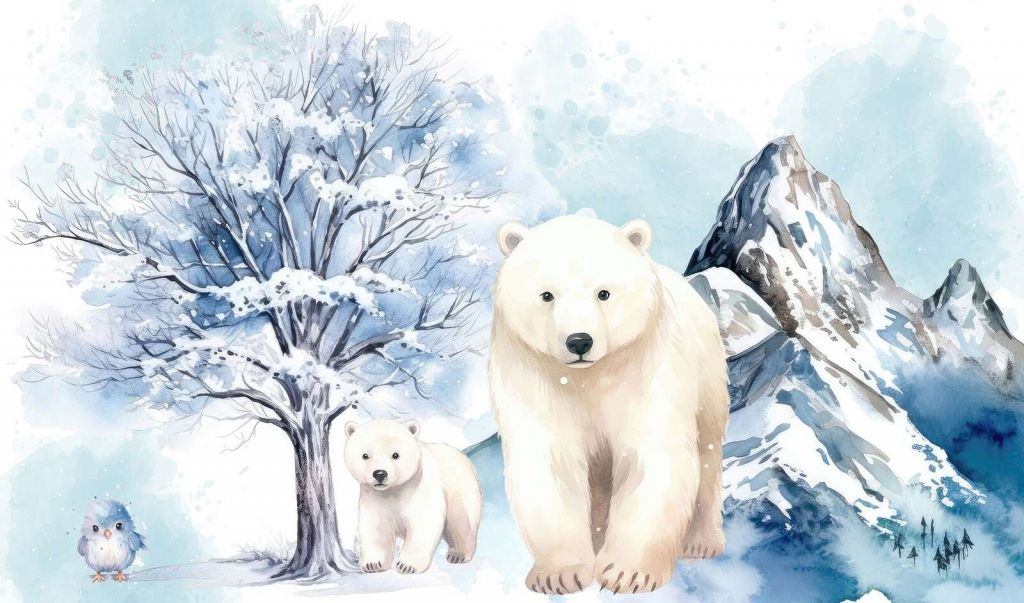 IJsberen in winterse bergen