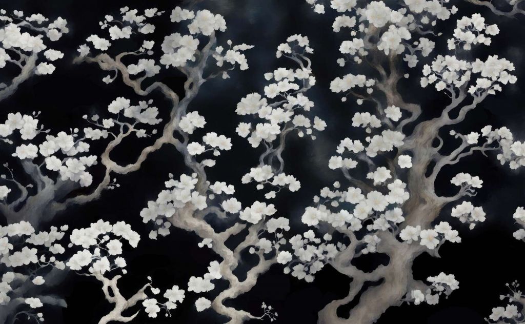Wonderful blooming forest - black
