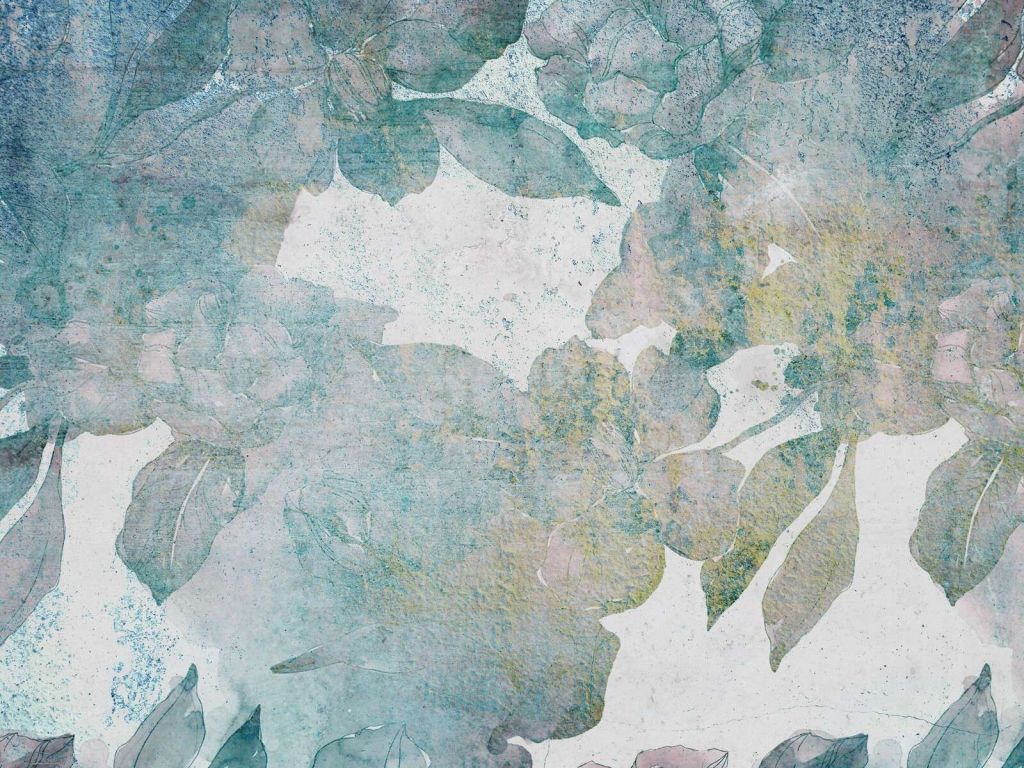 Verbleekte pioenen in aquarelblauw