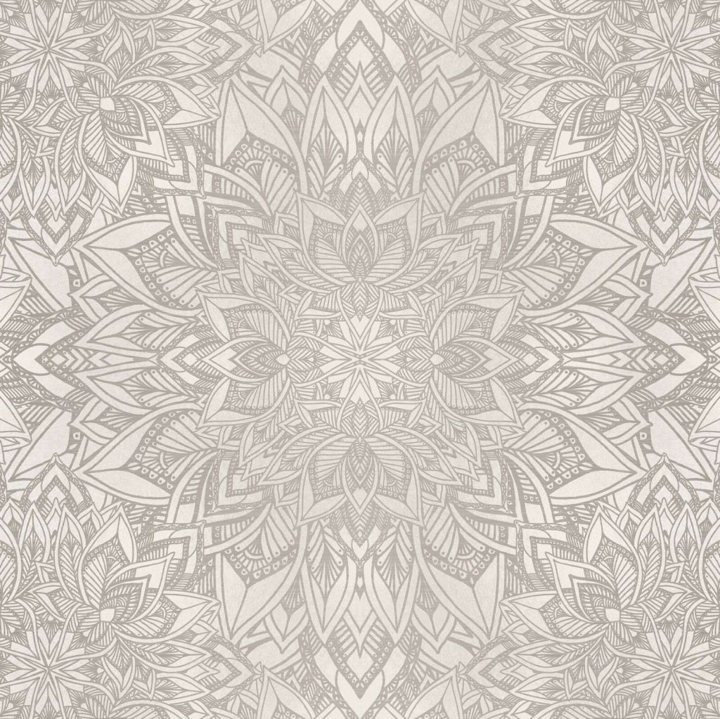 Zacht grijs mandala bloemmotief