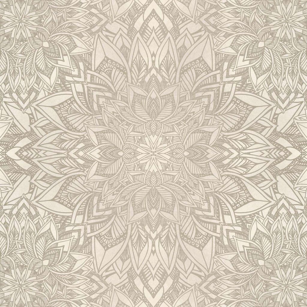 Ornamenteel mandala bloemenpatroon beige